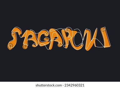 una línea continua con letras macarrónicas