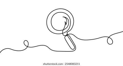 Una línea continua de lupa. Dibujo de línea continua de una lupa. Ilustración vectorial