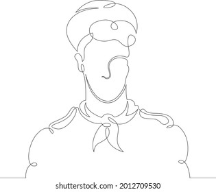 One continuous line.
Male character professional military seaman sailor uniform.
One continuous drawing line logo isolated minimal illustration.