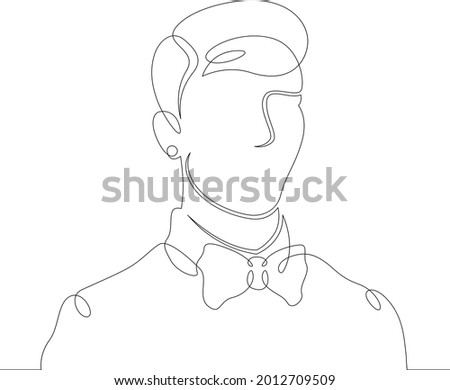 One continuous line.
Male character professional waiter steward staff.
One continuous drawing line logo isolated minimal illustration. 