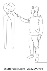 One continuous line man drawing  Pliers  Tongs by and felt tip pen  A hand tool used to hold objects securely  Thin Line Illustration vector concept  Contour Drawing Creative ideas 