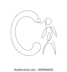 one continuous line man with letter