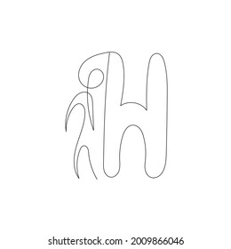 one continuous line man with letter