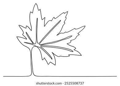 Um desenho de mão de folha de bordo de linha contínua isolado no fundo branco. Ilustração vetor