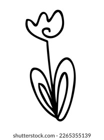 One continuous line minimalistic tulip flower drawing. Perfect for tee, stickers, cards. Isolated vector illustration for decor and design.


