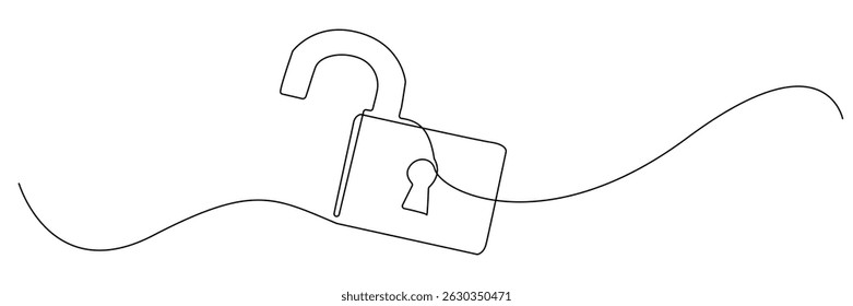 uma linha contínua aberta padlock.single ícone linha de minimalista aberto padlock.vetor ilustration.eps 10