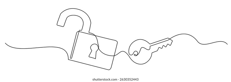 um cadeado de linha contínua e key.single linha minimalista cadeado e chave icon.sign símbolo segurança, proteção, senha e other.vetor ilustração .eps 10