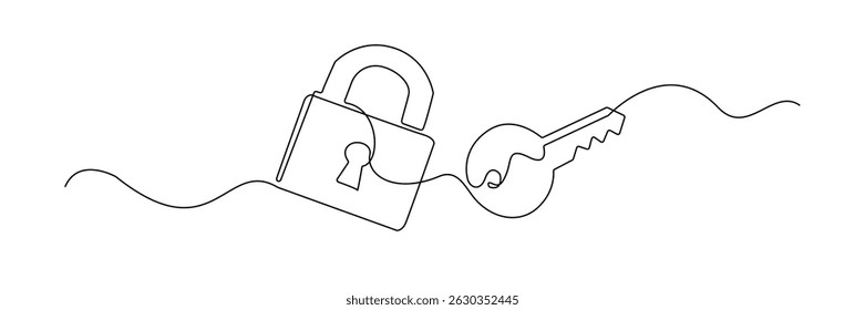 um cadeado de linha contínua e key.single linha minimalista cadeado e chave icon.sign símbolo segurança, proteção, senha e other.vetor ilustração .eps 10