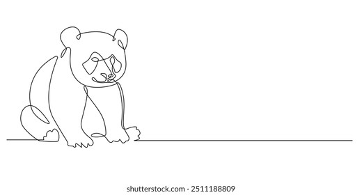 Una línea continua Panda.One dibujo de la línea de Panda Sentado. Ilustración vectorial de una sola línea. fondo blanco aislado