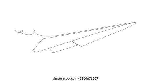 One continuous line of Paper Airplane. Thin Line Illustration vector concept. Contour Drawing Creative ideas.