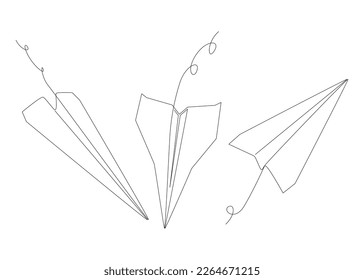 One continuous line of Paper Airplane. Thin Line Illustration vector concept. Contour Drawing Creative ideas.