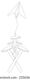 One continuous line of Paper Airplane with Hammer. Thin Line Construction Illustration vector concept. Contour Drawing Creative ideas.