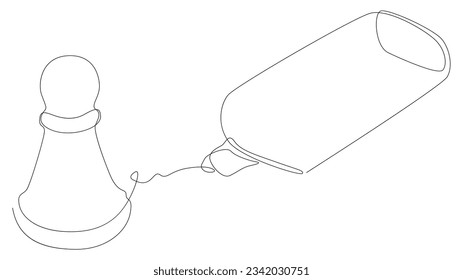 One continuous line of pawn, chess piece drawn by felt tip pen, pencil. Thin Line Illustration vector concept. Contour Drawing Creative ideas.