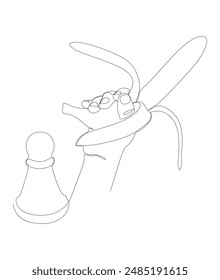 One continuous line of pawn, chess piece with Banana. Thin Line Illustration vector concept. Contour Drawing Creative ideas.