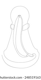Una línea continua de peón, pieza de ajedrez con plátano. Concepto de Vector de ilustración de línea delgada. Contour Drawing Ideas creativas.