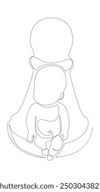 One continuous line of pawn, chess piece with a baby. Thin Line Illustration vector concept. Contour Drawing Creative ideas.