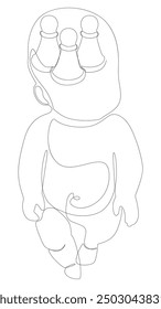 One continuous line of pawn, chess piece with a baby. Thin Line Illustration vector concept. Contour Drawing Creative ideas.