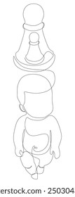 One continuous line of pawn, chess piece with a baby. Thin Line Illustration vector concept. Contour Drawing Creative ideas.