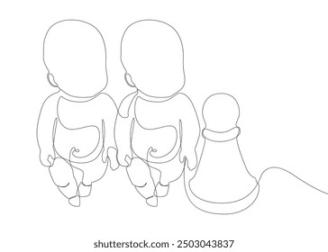 One continuous line of pawn, chess piece with a baby. Thin Line Illustration vector concept. Contour Drawing Creative ideas.