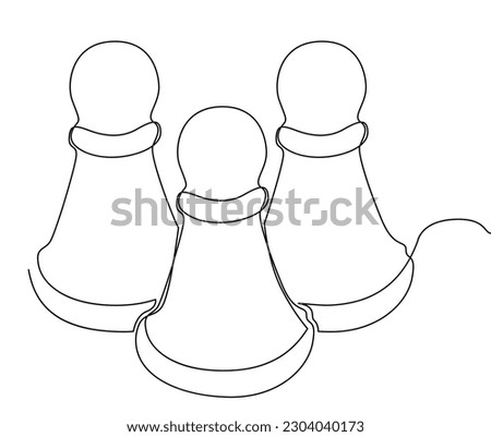 One continuous line of pawns, chess pieces. Thin Line Pawn Illustration vector concept. Contour Drawing Creative ideas.