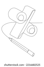 One continuous line of Percentage Sign written with a pencil. Thin Line Illustration vector concept. Contour Drawing Creative ideas.