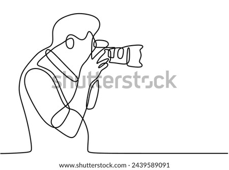 One continuous line of photographer with digital camera
