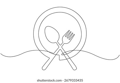 Uma placa de linha contínua, chife e garfo.