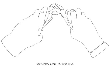 One continuous line of Pliers, Tongs. A hand tool used to hold objects securely. Thin Line Illustration vector concept. Contour Drawing Creative ideas.