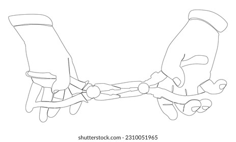 Una línea continua de clavijas, Tongs. Herramienta de mano utilizada para sujetar los objetos de forma segura. Concepto vectorial de Ilustración de líneas delgadas. Contour Drawing Ideas Creativas.
