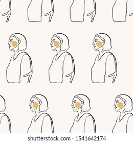 One continuous line portrait of a  Trendy girl. Pattern vector illustration design. 