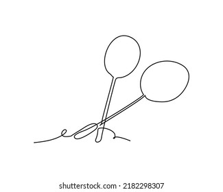 One continuous line of racket. Minimalist style vector illustration in white background.