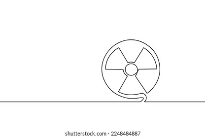 One continuous line radiation hazard concept. Atomic energy radioactivity warning icon. Single line drawing sketch art. Reactor science nuclear power energy vector illustration