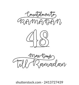 Una línea continua para ramadan kareem cuenta hacia abajo la ilustración vectorial de día 48. Citas simples para recordar ramadan kareem 1445 H vendrá en ilustración vectorial de estilo lineal simple. Ramadán kareem.