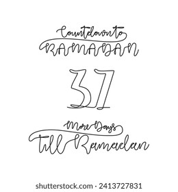 Una línea continua para ramadan kareem cuenta hacia abajo la ilustración vectorial de día 37. Citas simples para recordar ramadan kareem 1445 H vendrá en ilustración vectorial de estilo lineal simple. Ramadán kareem.