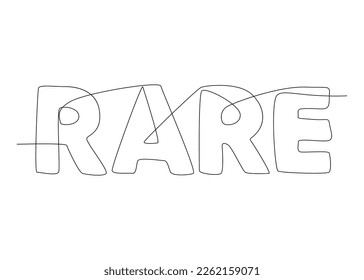 One continuous line of Rare word. Thin Line Illustration vector concept. Contour Drawing Creative ideas.