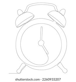 Eine durchgehende Linie der Retro-Alarm-Uhr. Leuchtzeilenvektorkonzept Erstellen Sie kreative Ideen.