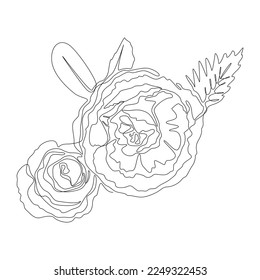 One continuous line of Rose Flower. Thin Line Illustration vector concept. Contour Drawing Creative ideas.