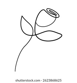 One continuous line rose flower vector art