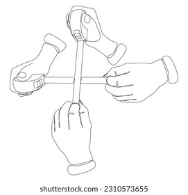 Una línea continua de cinta Ruler. Concepto vectorial de Ilustración de líneas delgadas. Contour Drawing Ideas Creativas.