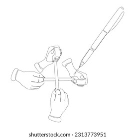 Una línea continua de cinta Ruler dibujada con pluma de punta de fieltro. Concepto vectorial de Ilustración delgada de Instrumento de Medición. Contour Drawing Ideas Creativas.