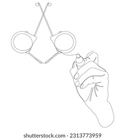 One continuous line of Ruler tape drawn by with felt tip pen. Thin Line Illustration vector concept of Measuring Instrument. Contour Drawing Creative ideas.