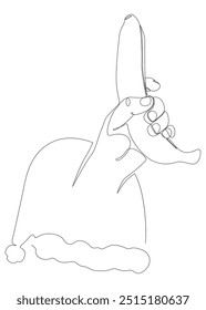 One continuous line of Santa Claus hat with banana. Thin Line Illustration vector concept. Contour Drawing Creative ideas.