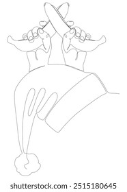 One continuous line of Santa Claus hat with banana. Thin Line Illustration vector concept. Contour Drawing Creative ideas.