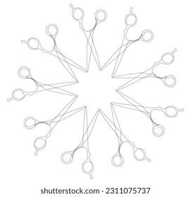 One continuous line of scissor. Thin Line Illustration vector hairdresser wotk tool, sign concept. Contour Drawing Creative ideas.