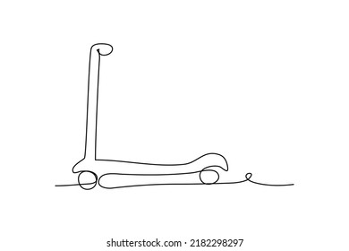 One continuous line of scooter. Minimalist style vector illustration in white background.