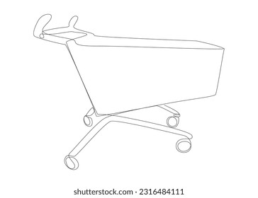 One continuous line of Shopping cart. Thin Line Illustration vector concept. Contour Drawing Creative ideas.