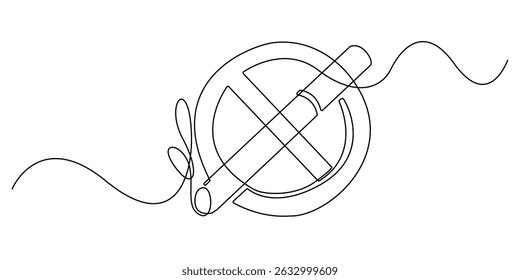 one continuous line sign prohibiting smoking.one single line no smoking,for public places.minimalist line vector illustration