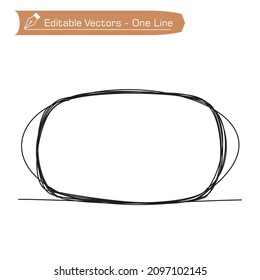 One continuous line sketch of a hand drawn circular square curve Doodle frame. Vector illustration of one continuous line drawing of rotating square curve for cartoon frame and animation.