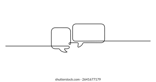 One Continuous Line Speech Balloon. Chat App Icon Concept Design