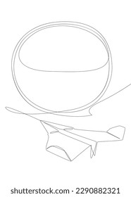One continuous line of speech bubble with Paper Airplane. Thin Line Illustration vector concept. Contour Drawing Creative ideas.